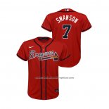 Camiseta Beisbol Nino Atlanta Braves Dansby Swanson Replica Alterno Rojo