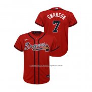 Camiseta Beisbol Nino Atlanta Braves Dansby Swanson Replica Alterno Rojo