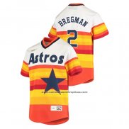 Camiseta Beisbol Nino Houston Astros Alex Bregman Cooperstown Collection Primera Blanco Naranja