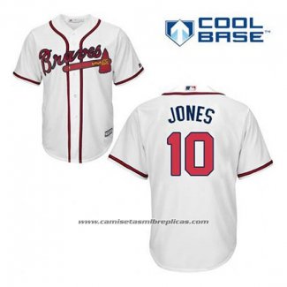 Camiseta Beisbol Hombre Atlanta Braves 10 Chipper Jones Blanco Primera Cool Base