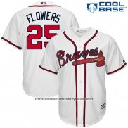 Camiseta Beisbol Hombre Atlanta Braves 25 Braves Tyler Flowers Blanco Cool Base
