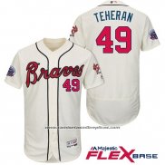 Camiseta Beisbol Hombre Atlanta Braves 49 Julio Teheran Crema 2017 All Star Flex Base