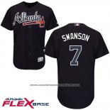 Camiseta Beisbol Hombre Atlanta Braves 7 Dansby Swanson Azul Flex Base