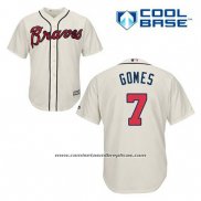 Camiseta Beisbol Hombre Atlanta Braves 7 Jonny Gomes Crema Alterno Cool Base