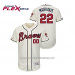 Camiseta Beisbol Hombre Atlanta Braves Nick Markakis Autentico Flex Base Crema