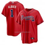 Camiseta Beisbol Hombre Atlanta Braves Ozzie Albies Alterno Replica Rojo