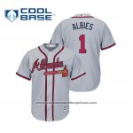 Camiseta Beisbol Hombre Atlanta Braves Ozzie Albies Cool Base Road 2019 Gris Camiseta Beisbol Hombre Atlanta Braves Ozzie Albies Cool Base Road 2019 Gris