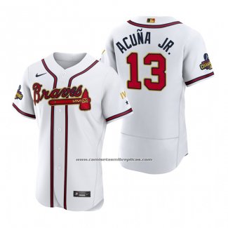 Camiseta Beisbol Hombre Atlanta Braves Ronald Acuna Jr. Flex Base Autentico Collezione Road 2019 Gris