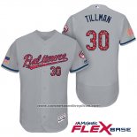 Camiseta Beisbol Hombre Baltimore Orioles 2017 Estrellas Y Rayas 30 Chris Tillman Gris Flex Base