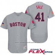 Camiseta Beisbol Hombre Boston Red Sox 2017 Estrellas y Rayas 41 Chris Sale Gris Flex Base