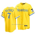 Camiseta Beisbol Hombre Boston Red Sox Christian Vazquez 2021 City Connect Replica Oro