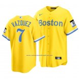 Camiseta Beisbol Hombre Boston Red Sox Christian Vazquez 2021 City Connect Replica Oro