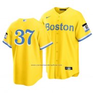 Camiseta Beisbol Hombre Boston Red Sox Nick Pivetta 2021 City Connect Replica Oro