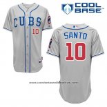 Camiseta Beisbol Hombre Chicago Cubs 10 Ron Santo Gris Alterno Cool Base