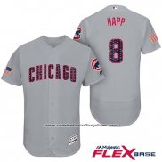 Camiseta Beisbol Hombre Chicago Cubs 2017 Estrellas y Rayas Cubs 8 Ian Happ Gris Flex Base