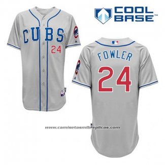 Camiseta Beisbol Hombre Chicago Cubs 24 Dexter Fowler Gris Alterno Cool Base