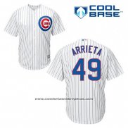 Camiseta Beisbol Hombre Chicago Cubs 49 Jake Arrieta Blanco Primera Cool Base