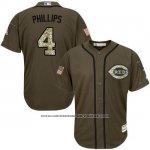 Camiseta Beisbol Hombre Cincinnati Reds 4 Brandon Phillips Verde Salute To Service Camiseta Beisbol Hombre Cincinnati Reds 4 Brandon Phillips Verde Salute To Service