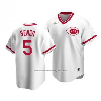 Camiseta Beisbol Hombre Cincinnati Reds Johnny Bench Cooperstown Collection Primera Blanco