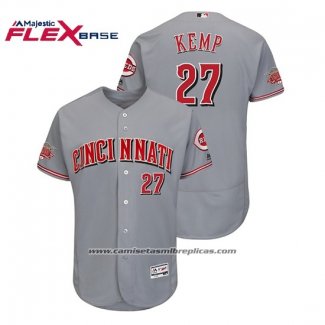 Camiseta Beisbol Hombre Cincinnati Reds Matt Kemp Road Flex Base Gris