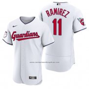 Camiseta Beisbol Hombre Cleveland Guardians Jose Ramirez Autentico Primera Blanco