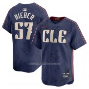 Camiseta Beisbol Hombre Cleveland Guardians Shane Bieber 2024 City Connect Limited Azul