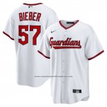 Camiseta Beisbol Hombre Cleveland Guardians Shane Bieber Home Replica Blanco