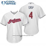 Camiseta Beisbol Hombre Cleveland Indians 2017 Estrellas y Rayas 4 Coco Crisp Blanco Cool Base
