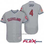 Camiseta Beisbol Hombre Cleveland Indians 2017 Estrellas y Rayas Coco Crisp Gris Flex Base