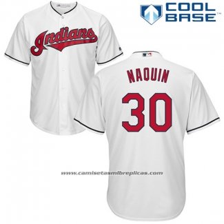 Camiseta Beisbol Hombre Cleveland Indians 30 Tyler Naquin Blanco Cool Base