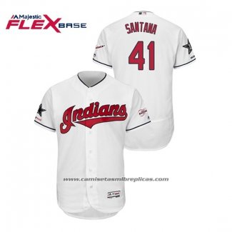 Camiseta Beisbol Hombre Cleveland Indians Carlos Santana 2019 All Star Flex Base Blanco