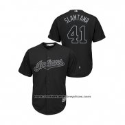 Camiseta Beisbol Hombre Cleveland Indians Carlos Santana 2019 Players Weekend Slamtana Replica Negro