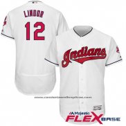 Camiseta Beisbol Hombre Cleveland Indians Francisco Lindor Blanco Flex Base Autentico Collection