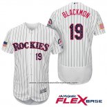 Camiseta Beisbol Hombre Colorado Rockies 2017 Estrellas y Rayas Charlie Blackmon 19 Blanco Flex Base