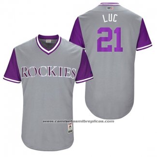 Camiseta Beisbol Hombre Colorado Rockies 2017 Little League World Series Jonathan Lucroy Gris