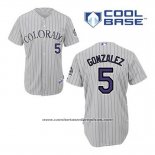 Camiseta Beisbol Hombre Colorado Rockies Carlos Gonzalez 5 Gris Violeta Cool Base