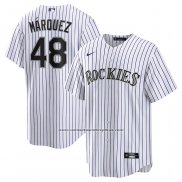 Camiseta Beisbol Hombre Colorado Rockies German Marquez Primera Replica Blanco