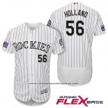 Camiseta Beisbol Hombre Colorado Rockies Greg Holland 56 Blanco Autentico Collection Flex Base