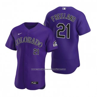 Camiseta Beisbol Hombre Colorado Rockies Kyle Freeland Autentico 2020 Alterno Violeta