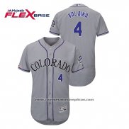 Camiseta Beisbol Hombre Colorado Rockies Pat Valaika Autentico Collection Flex Base Gris