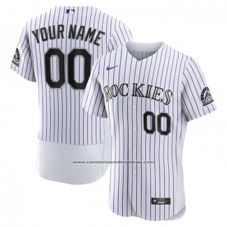 Camiseta Beisbol Hombre Colorado Rockies Personalizada Primera Autentico Blanco