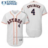 Camiseta Beisbol Hombre Houston Astros 4 George Springer Blanco Primera Autentico Collection Jugador Cool Base