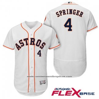 Camiseta Beisbol Hombre Houston Astros George Springer Blanco Primera Autentico Flex Base