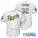 Camiseta Beisbol Hombre Kansas City Royals Campeones 32 Chris Young Cool Base Oro