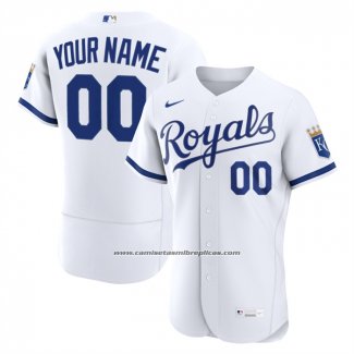 Camiseta Beisbol Hombre Kansas City Royals Primera Autentico Personalizada Blanco