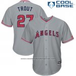 Camiseta Beisbol Hombre Los Angeles Angels 2017 Estrellas y Rayas Mike Trout Gris Cool Base Camiseta Beisbol Hombre Los Angeles Angels 2017 Estrellas y Rayas Mike Trout Gris Cool Base