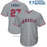 Camiseta Beisbol Hombre Los Angeles Angels 2017 Estrellas y Rayas Mike Trout Gris Cool Base