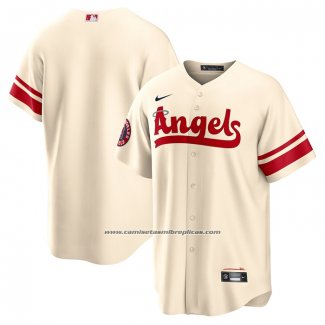 Camiseta Beisbol Hombre Los Angeles Angels 2022 City Connect Replica Crema