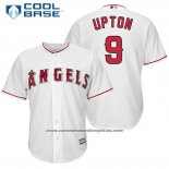 Camiseta Beisbol Hombre Los Angeles Angels 9 Justin Upton Blanco Primera Jugador Cool Base