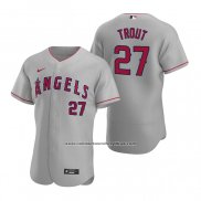 Camiseta Beisbol Hombre Los Angeles Angels Mike Trout Autentico 2020 Road Gris